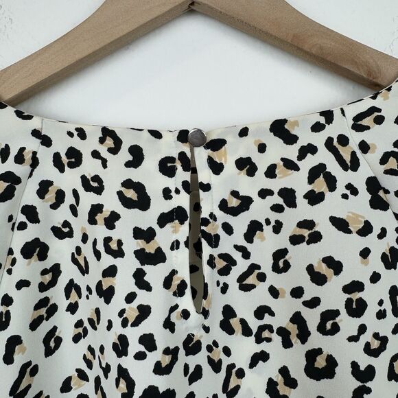 Nine West Women's Cheetah Print Pleated Blouson Long Sleeve Blouse Sz XL - Picture 7 of 10